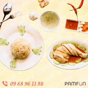 7. Cơm đùi gà hải nam luộc góc tư