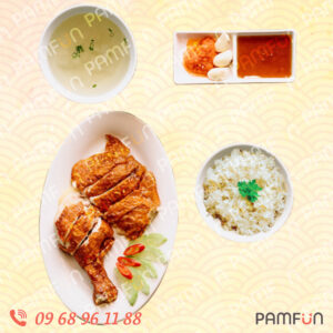 8. Cơm đùi gà hải nam quay góc tư