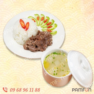 Cơm Trắng Thịt Bò Chiên