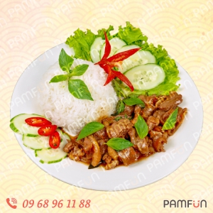 Cơm Hải Nam Thịt Vịt Xào Lá Húng